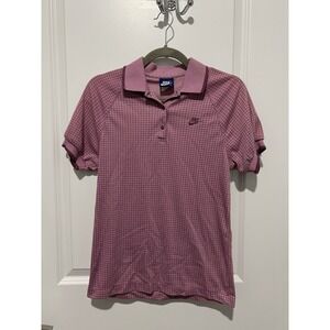 Vintage Nike Women's Polo Size Medium Purple Grid Cuffed‎ Sleeves
